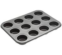 MasterClass KCMCHB96 12 Hole Mini Sandwich Tin with Loose Bases and PFOA Non Stick in Gift Box, Robust 1 mm Carbon Steel, 27 x 36 cm, Grey