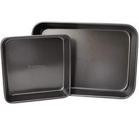 MasterClass KCMCHBSET2 Bakeware Set with Deep Roasting Tray and Square Baking Tin, Robust 1 mm Carbon Steel with PFOA Non Stick, 2 Pieces, Grey