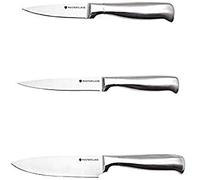 MasterClass Knife Set, Deluxe Three Piece Kitchen Knife Set, Stainless Carbon Steel, Hanging Display Pack, Silver