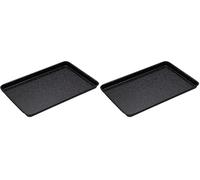 MasterClass Large Baking Tray, Scratch Resistant Vitreous Enamel and Induction Safe, 1 mm Thick Steel, 39 x 27 cm, Black (Pack of 2)