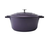 Masterclass Large Cast Aluminium Casserole Dish, 5L Non-Stick Round Indcution, Purple, Lightweight With Handles, Gift Boxed, 28Cm