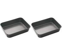 MasterClass Large Roasting Tin,Deep with PTFE, PFOA and BPA Free Non Stick, Grey, 39 x 28 x 7 cm (Pack of 2)