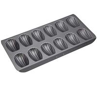 MasterClass Madeleine Tray with PTFE, PFOA and BPA Free Non Stick, Robust 1mm Thick Carbon Steel, 12 Hole Cake Mould, 40x 20 cm, Grey