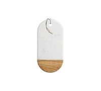 MasterClass Marble Cheese Board / Serving Board with Wooden Edge, 16.5 x 33.5 cm (6.5" x 13"), White/Brown