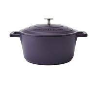 Masterclass Medium Cast Aluminium Casserole Dish, 4L Non-Stick Round Induction Hob To Oven Dish, Purple, Gift Boxed, 24Cm
