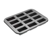 MasterClass Mini Loaf Tin with Loose Bases and PTFE, PFOA and BPA Free Non Stick, 12 Holes Robust 1 mm Carbon Steel, 27 x 35.5cm (10.5 x 14''), Grey