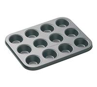 MasterClass Mini Muffin Tin with PFOA Non Stick, Robust 1 mm Thick Carbon Steel, 12 Hole Cupcake/Canape Maker, Grey, 26 x 20cm