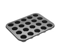 MasterClass Mini Muffin Tin 20-Hole – Loose Bases, PFOA Non-Stick, 1 mm Carbon Steel, 35 x 27 cm, Grey