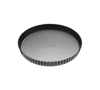 MasterClass 28 cm Loose Bottomed Tart Tin, Fluted Round Quiche Pan with PFOA Non Stick, Robust 1 mm Thick Carbon Steel, 11 Inch, Black