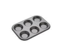 MasterClass KCMCHB59 6 Hole Mince Pie Baking Tray with PFOA Non Stick, Robust 1mm Carbon Steel, 24 x 16cm Jam Tart Tin , Grey