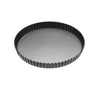 MasterClass 28 cm Loose Bottomed Tart Tin, Fluted Round Quiche Pan with PFOA Non Stick, Robust 1 mm Thick Carbon Steel, 11 Inch, Black