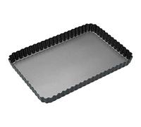 MasterClass Non-Stick Fluted Rectangular Quiche Tin, Loose Base, 31 x 21cm | PFAS-Free Bakeware, Carbon Steel Tart Pan, Loose Base for Easy Release, Fluted Edges, Ideal for Rectangular Tarts and Flans