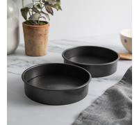 MasterClass Non-Stick Loose Base Sandwich Pans, Set of 2 Round Carbon Steel Baking Cake Tins, 18cm in Charcoal Masterclass Charcoal