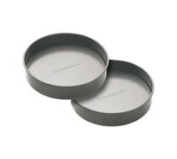 MasterClass Non-Stick Loose Base Sandwich Pans, Set of 2 Round Carbon Steel Baking Cake Tins, 20cm - Grey - Carbon Steel - Baking Tin