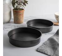MasterClass Non-Stick Loose Base Sandwich Pans, Set of 2 Round Carbon Steel Baking Cake Tins, 20cm in Charcoal Masterclass Charcoal