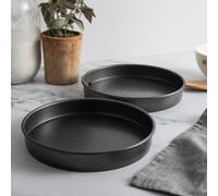 MasterClass Non-Stick Loose Base Sandwich Pans, Set of 2 Round Carbon Steel Baking Cake Tins, 23cm in Charcoal Masterclass Charcoal