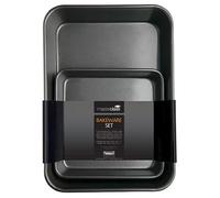 MasterClass KCMCHBSET2 Bakeware Set with Deep Roasting Tray and Square Baking Tin, Robust 1 mm Carbon Steel with PFOA Non Stick, 2 Pieces, Grey