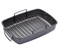 MasterClass Non-Stick Roasting Pan with Rack, Carbon Steel Oven Cookware for Meat, Poultry and Vegetables, Easy-Lift Roasting Tin, 40 x 28cm, PFAS-Free Bakeware