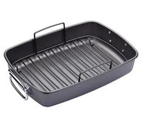 MasterClass Non-Stick Roasting Pan with Rack, Carbon Steel Oven Cookware for Meat, Poultry and Vegetables, Easy-Lift Roasting Tin, 40 x 28cm, PFAS-Free Bakeware