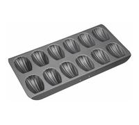 MasterClass Madeleine Tray with PTFE, PFOA and BPA Free Non Stick, Robust 1mm Thick Carbon Steel, 12 Hole Cake Mould, 40x 20 cm, Grey