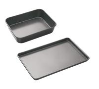 MasterClass 2 Piece Bakeware Set, Deep Roasting Tin and Large Baking Tray, PFAS-Free Non-Stick Carbon Steel Oven Cookware for Roasting and Baking