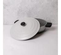 MasterClass Ombre Grey 4L Shallow Casserole Dish with Silicone Sleeves | Lightweight and Non-Stick Dutch Oven, Self Basting Lid, Oven Safe Cooking Pot, Heat-Resistant Handle Sleeves, PFOA-Free