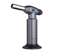 MasterClass Blow Torch, Refillable Chef Blow Torch, Adjustable Anti-flare Flame, Non-Slip Metal Body, Grey/Silver