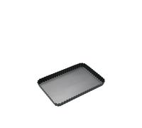 MasterClass Rectangular Fluted Loose Base Non-Stick Flan Tin, 31 x 21cm in Black | Size: 31 x 21 cm Masterclass Black 31 x 21 cm