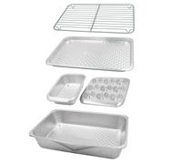 MasterClass Recycled Aluminium 5pc Stacking Baking Set - Silver - Aluminium - Baking Tin