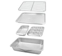 MasterClass Recycled Aluminium 5pc Stacking Baking Set - Silver - Aluminium - Baking Tin