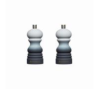 MasterClass Salt or Pepper Mill Set with Interchangeable Caps, Set of 2 Green Ombre Capstan Mills with Manual Ceramic Grinders, 12cm - Grey - ABS Body - Salt & Pepper