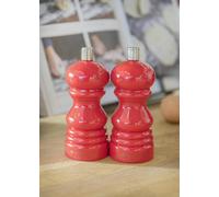MasterClass Salt or Pepper Mill Set with Interchangeable Caps, Set of 2 Red Capstan Mills with Manual Ceramic Grinders, 12cm - Red - ABS Body - Salt & Pepper