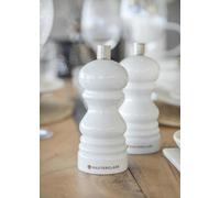 MasterClass Salt or Pepper Mill Set with Interchangeable Caps, Set of 2 White Capstan Mills with Manual Ceramic Grinders, 12cm - Cream - ABS Body - Salt & Pepper