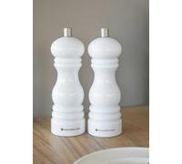 MasterClass Salt or Pepper Mill Set with Interchangeable Caps, Set of 2 White Capstan Mills with Manual Ceramic Grinders, 17cm - Cream - ABS Body - Salt & Pepper
