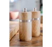MasterClass Set of 2 Beech Salt or Pepper Mills, 12cm in Natural Masterclass Natural