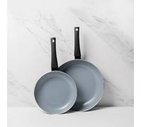 MasterClass Set of 2 Non-Stick Aluminium Frying Pans, 24cm, 30cm in Black Masterclass Black
