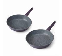MasterClass Cast Aluminium Frying Pan Set, 26cm and 28cm 2pc Purple Non-Stick Frying Pans with Soft Touch Handles - Purple - Aluminum - Frying Pans