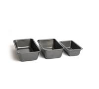MasterClass Set of 3 Non-Stick Carbon Steel Loaf Pans, Including 1lb, 2lb & 3lb Pans in Grey Masterclass Grey