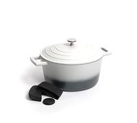 MasterClass Set of GIft-Boxed Cast Aluminium Casserole Dish, Grey Ombre, 24cm/4Litre with Three Piece Silicone Handle Cover Set