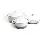 MasterClass Set of Gift-Boxed Cast Aluminium Casserole Dishes, Grey Ombre, 20cm/2.5Litre, 28cm/4Litre, 28cm/5Litre