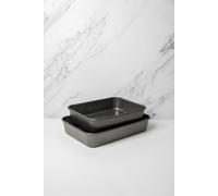 MasterClass Set of Non-Stick Large Roasting Pan, 39x28x7cm , 34x26x7cm - Grey - Carbon Steel - Roasting Pans