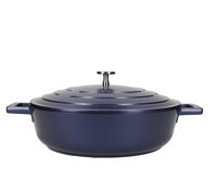 MasterClass Shallow 4 Litre Casserole Dish with Lid - Metallic Blue - Blue - Aluminium - Casserole Dish