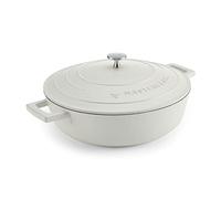 MasterClass Shallow Casserole Dish with Lid, Hob to Oven to Table Casserole Pan, Ultra Lightweight, Optimum Heat Conduction, 4L, Cream