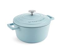 MasterClass Small Casserole Dish with Lid 2.5L/20 cm, Lightweight Cast Aluminium, Induction Hob and Oven Safe, Sky Blue