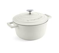 MasterClass Small Casserole Dish with Lid 2.5L/20 cm, Lightweight Cast Aluminium, Induction Hob and Oven Safe, Cream