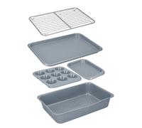MasterClass Smart Ceramic Stackable Bakeware Set, Carbon Steel with Robust Ceramic Coating, Grey, 5 Pieces