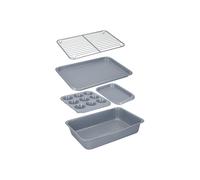MasterClass Smart Ceramic Stackable Bakeware Set, Carbon Steel with Robust Ceramic Coating, Grey, 5 Pieces