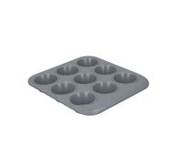 MasterClass Smart Ceramic Muffin Tray with Robust Non-Stick Coating, Carbon Steel, Grey, 24 x 22cm - Grey - Carbon Steel - Baking Tin