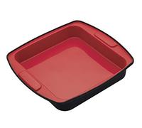 MasterClass Smart Silicone Cake Mould / Roasting Tin, Square, LFGB Grade Silicone, 23cm (9 Inch), Red/Black