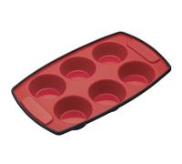 MasterClass Smart Silicone Flexible 6 Hole Muffin Tray, 30 x 18cm in Red | Size: 30 x 18 cm Masterclass Red 30 x 18 cm